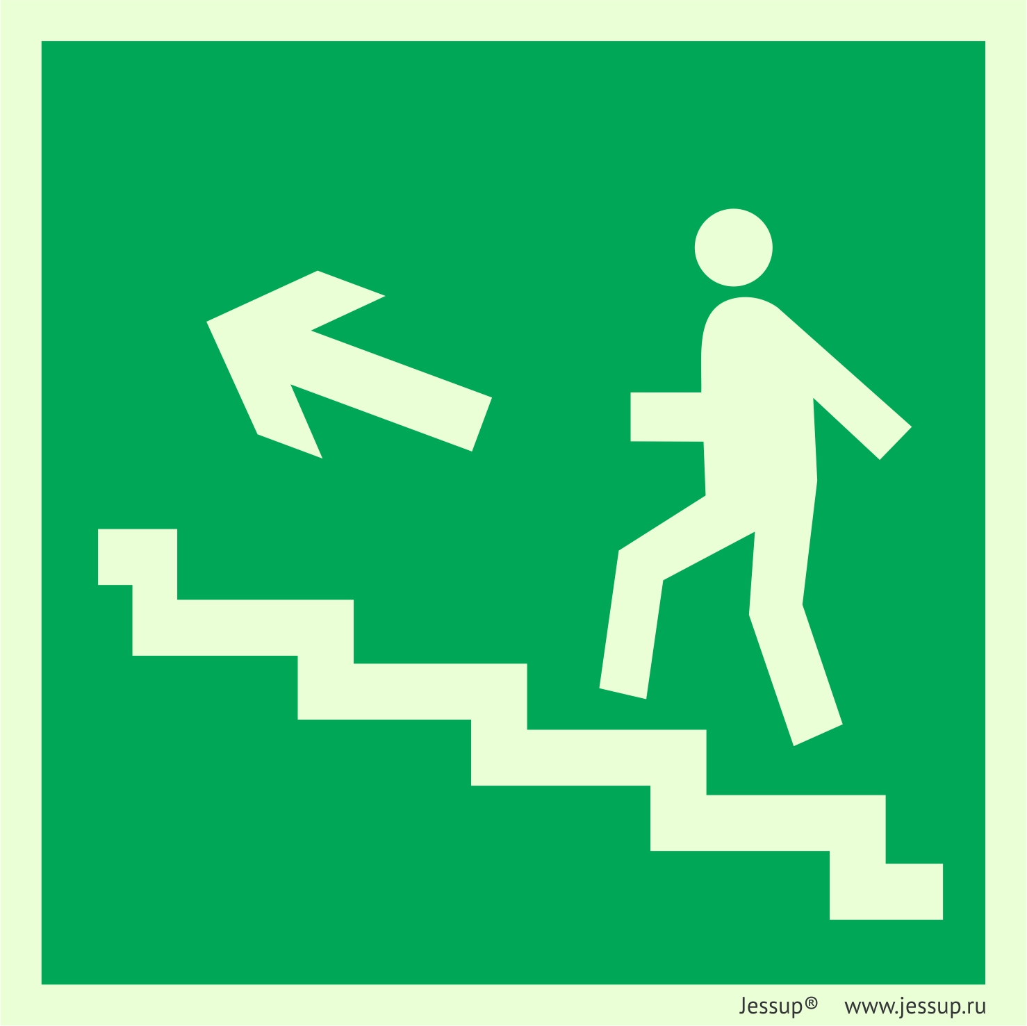 Фотолюминесцентный знак Е16 "Направление к эвакуационному выходу по лестнице вверх" (левосторонний)